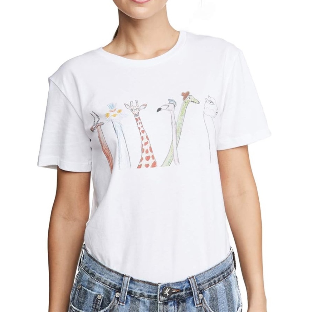 White T-Shirt with Fun Animal Print